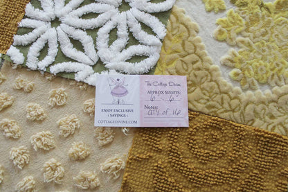 SuMmeR of LoVe Chenille & Velvet Quilt Squares Set, from Vintage Bedspread Fabric, 16 Blocks, 6" x 6" inches each, Earthtone Hippie Vibes