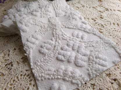 Heirloom Quality Quilt Square Set, Antique Cream, from Vintage Chenille Bedspread Fabric, 12 Blocks, 6" x 6" inch