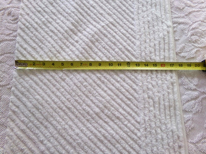 Diagonal Stripes Vintage Chenille White Fabric Piece, 17" x 25" inches, Geometric Striped Design