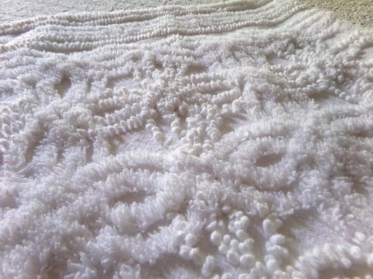 Vintage Chenille Fabric Material, 14.5" x 23" inch Piece, Elaborate Needletufting in Wedding Ring Pattern