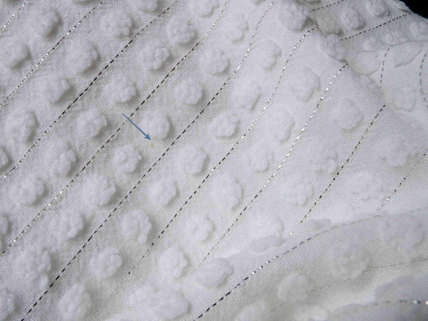 Simple White Pop Chenille Fabric, 20" x 24" inch Vintage Morgan Jones Piece, cotton blend with silver shimmer lurex