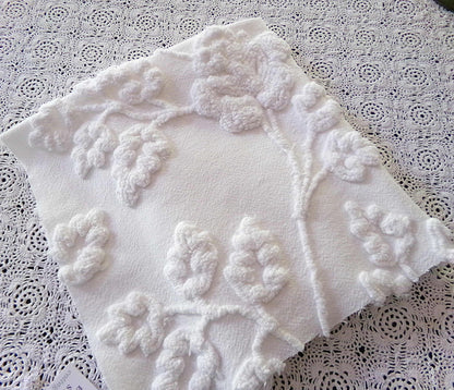 Lovely Ivy Rose Vintage Chenille Fabric Material, 12" x 20" inch Piece, for Fiber Arts, Small Pillow Covers, Crafts & Quilting