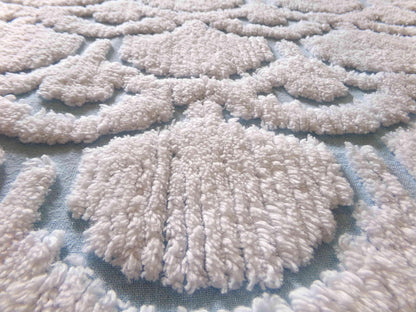 Celestial Sculpted 3D Cloud Blue Vintage Chenille Fabric, 26" x 19" inch piece