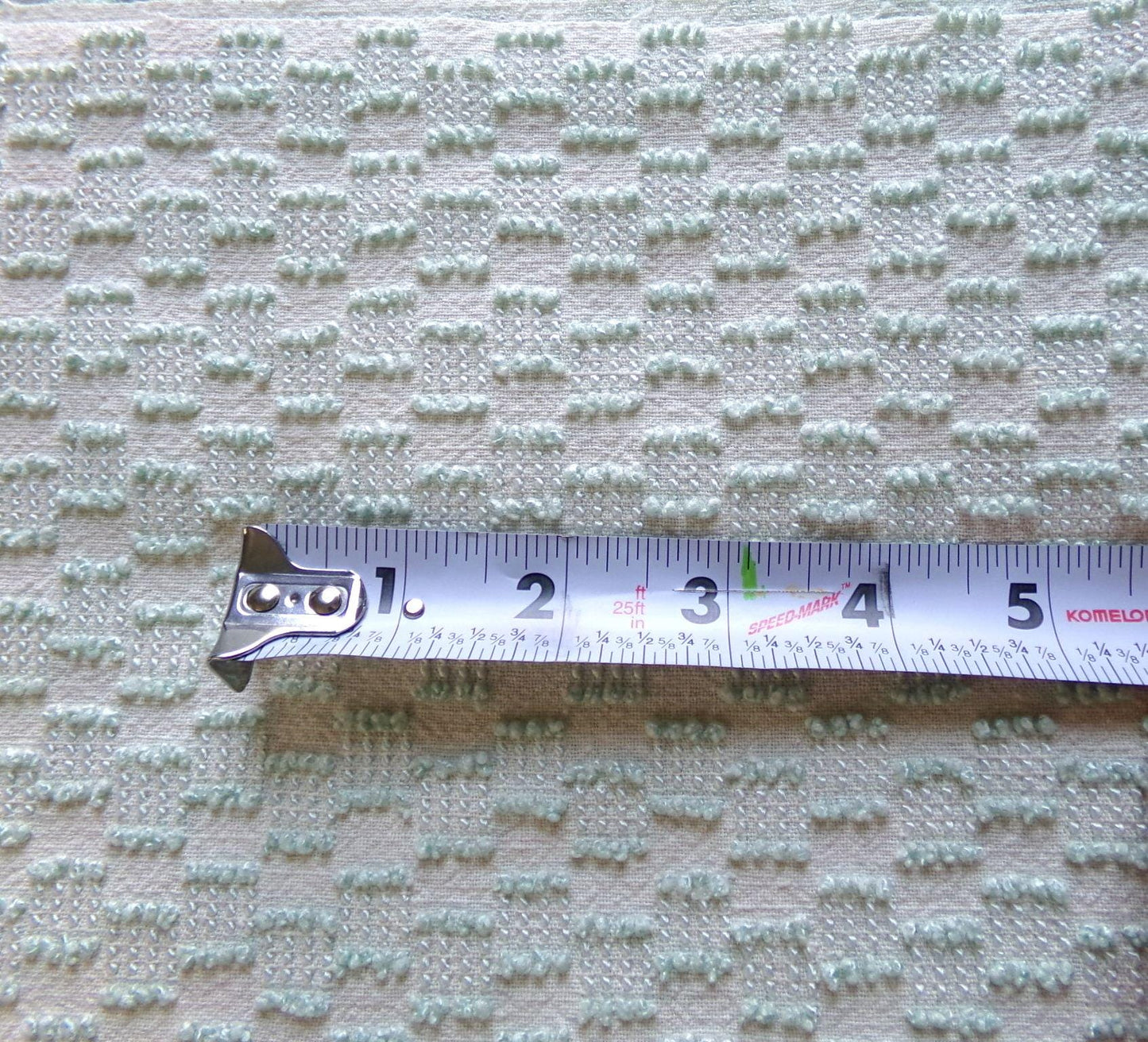 vintage texturized chenille fabric, dancing sage green tempo tufts, 18" x 24" inch piece of sewing material for quilting & crafts