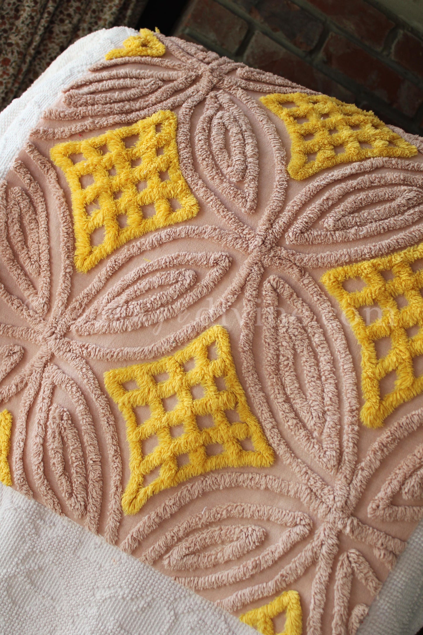 Autumn Sunrise Vintage Chenille Quilt Fabric, 22" x 20" inch Piece, So Pretty for Quilts & Pillows