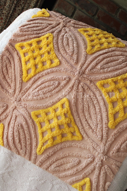 Autumn Sunrise Vintage Chenille Quilt Fabric, 22" x 20" inch Piece, So Pretty for Quilts & Pillows