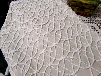 Cafe Mocha Vintage Chenille Fabric, Skinny Tuft Illusion Design, 18" x 24" Piece Quilt Material