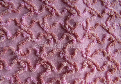 Unique Vintage Chenille Fabric, Marble Pink Texturized Squiggles, 25" x 20" Inch Piece for Quilts, Pillows & Handmade Crafts