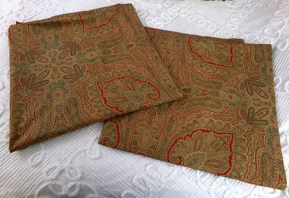 Ralph Lauren Gladwyne Ochre Curtain Panels, Library Chic Luxurious Vintage Window Drapery Pair in Sophisticated Paisley, USA Made