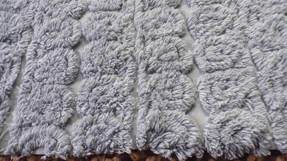 Tranquil Velvety Plush Swirls Vintage Chenille Bedspread Quilt Fabric, 22" x 25" inch Piece; Stardust Blue Curlicues