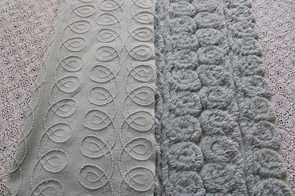 plush looping curlicues vintage chenille fabric, 21" x 24" cut piece in dreamy dusty blue, soft & so pretty