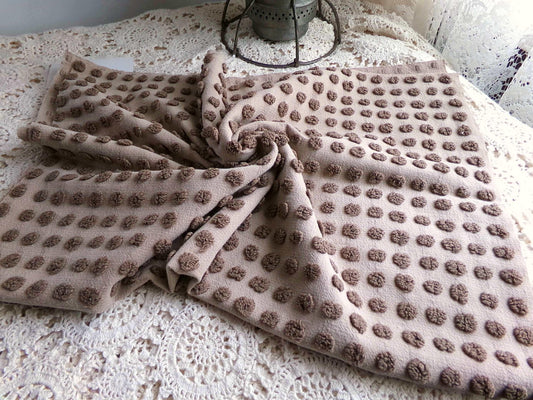 yummy cocoa puff pops vintage brown chenille fabric, delish chocolate color, 18" x 25" piece, cute material for teddy bears, boho quilts