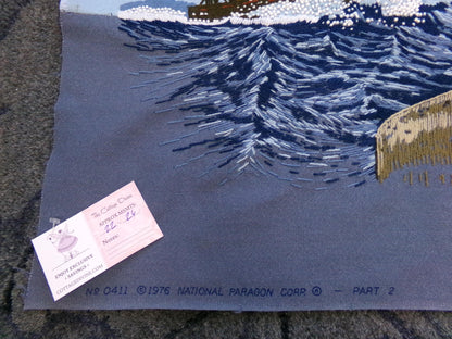 Vintage THE MERMAID Finished Crewel Embroidery Piece, Completed Paragon 0411 Stitchery, Adele Veres 1970s Design