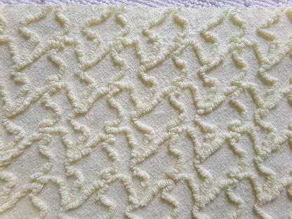 Vintage Yellow Squiggle Chenille Fabric, Gentle Sunny Buttercup 18" x 24" Piece of Sewing & Quilt Material