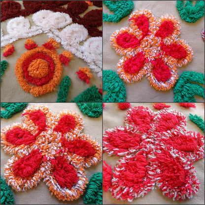 Vintage Chenille Fabric - Diamond Curlicue Floral Sewing Material 22" x 29"