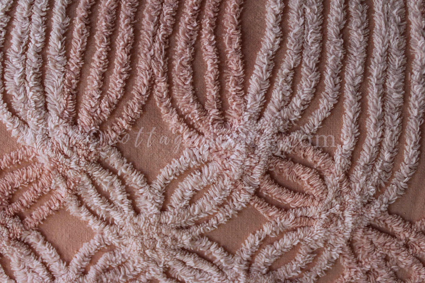 Nostalgic Cozy Tonal Pink Vintage Chenille Quilt Fabric, 23" x 24" inch Piece, Lovely in Handmade Quilts