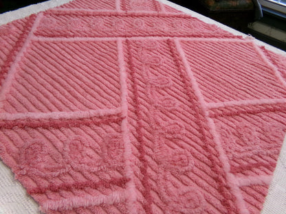crossroads pink vintage chenille fabric in optic bold intersecting geometric design, 25" x 28" piece