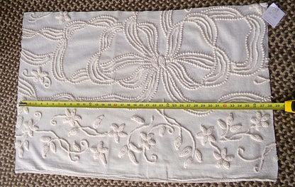 Exquisite Heirloom Vintage Chenille Fabric Piece, Large Bow & Lily Flowers in Antique Cream, 23" x 37" inch piece, lovely for a wall hanging