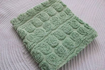 Delicious Mint Ice Cream Vintage Chenille Fabric, Plush 21" x 24" inch piece in curlicue swirl pattern