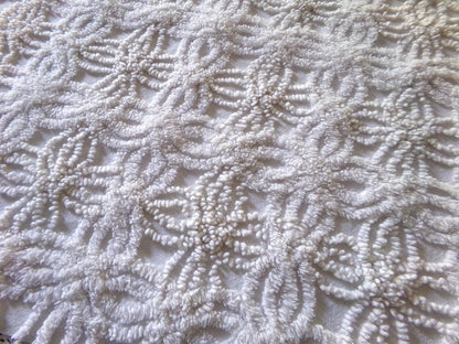 Old Fashioned Vintage Chenille Fabric, Exquisite 18" x 23.5" inch Piece, Intricate Needletufting in Wedding Ring Pattern