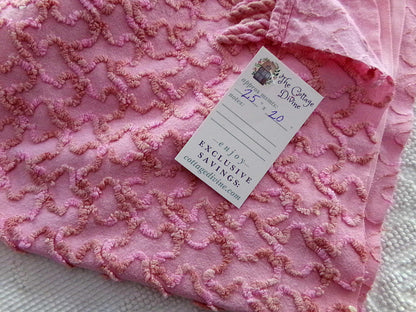 Unique Vintage Chenille Fabric, Marble Pink Texturized Squiggles, 25" x 20" Inch Piece for Quilts, Pillows & Handmade Crafts
