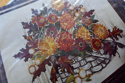 FALL ARRANGEMENT Autumn Floral Crewel Stitchery Kit, Vintage Paragon Needlecraft, Earthy Hippie Design, Georgia Ball, # 0810