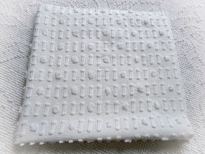 vintage white chenille fabric: dainty dot dash design, 18" x 24" piece