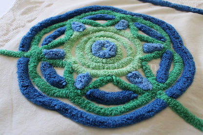 FlOwEr PoWeR Mod Vintage White Chenille Fabric, Striking 19" x 26" inch piece, Handmade
