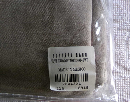 Pottery Barn Velvet Drape Panel, 50 x 84 Blackout Window Drapery Grommet Curtain