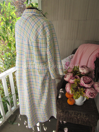 Grandma's Cozy Chenille Housecoat PLAID Vintage Chenille Robe 1960s Style Bathrobe, S/M