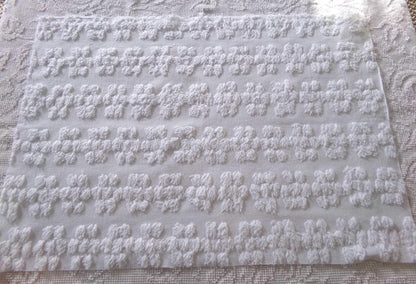 Cute Chenille Fabric Shabby Daisy Print, vintage style versatile white sewing material, 18" x 26" inches