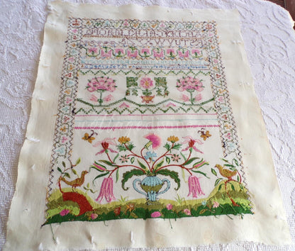 Jacobean 1773 Vintage Linen Sampler, Cooper Hewitt Museum, 0860 Paragon Stitchery, Hand Embroidered, Completed