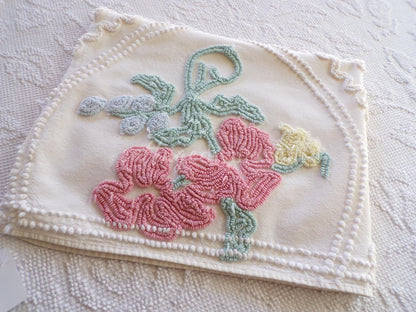 Magical Cottage Chic Lily Vintage Chenille Quilt Fabric Piece, 18" x 25" inches, Pretty in Pillows