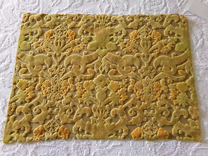 boho distressed cut velvet fabric, vintage Bates tapestry style chenille material, 20" x 14" piece, popular in handmade bags