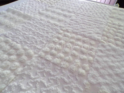 White Chenille Quilt Squares Set, "Serene Snowdrifts" from Vintage Bedspread Fabric, 16 Blocks, 6" inch