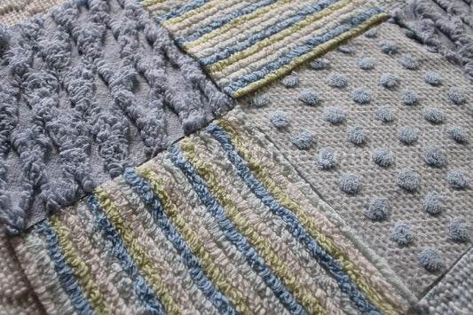 Summer Breeze Chenille Quilt Squares Set, from Vintage Bedspread Fabric, 16 Blocks, 6" inch