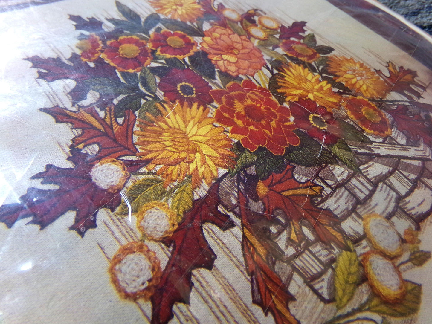 FALL ARRANGEMENT Vintage Floral Crewel Stitchery Kit, Boho Autumn Paragon 0810 Stitchery, Georgia Ball Design