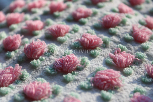 Popular Pink Rosebud Vintage Chenille Fabric, 20" x 24" inch piece, Morgan Jones Roses, a quilter's favorite