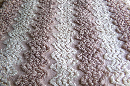 Vintage Chenille Fabric in Toasted Mocha & Vanilla Cream, 19" x 25" inch Piece, Texturized Zig Zags