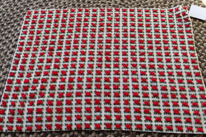 Striking Red Rosebud Vintage Chenille Fabric from Morgan Jones Roses Bedspread, 18" x 24" inch Piece