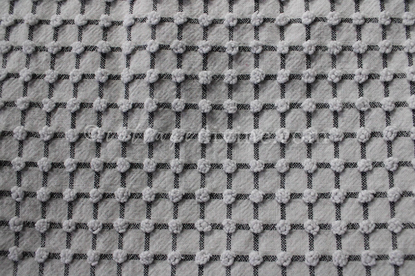 Chic Micro Mini Pop Black & White Vintage Chenille Quilt FABRIC, 18" x 24" Piece, Lightweight Cotton
