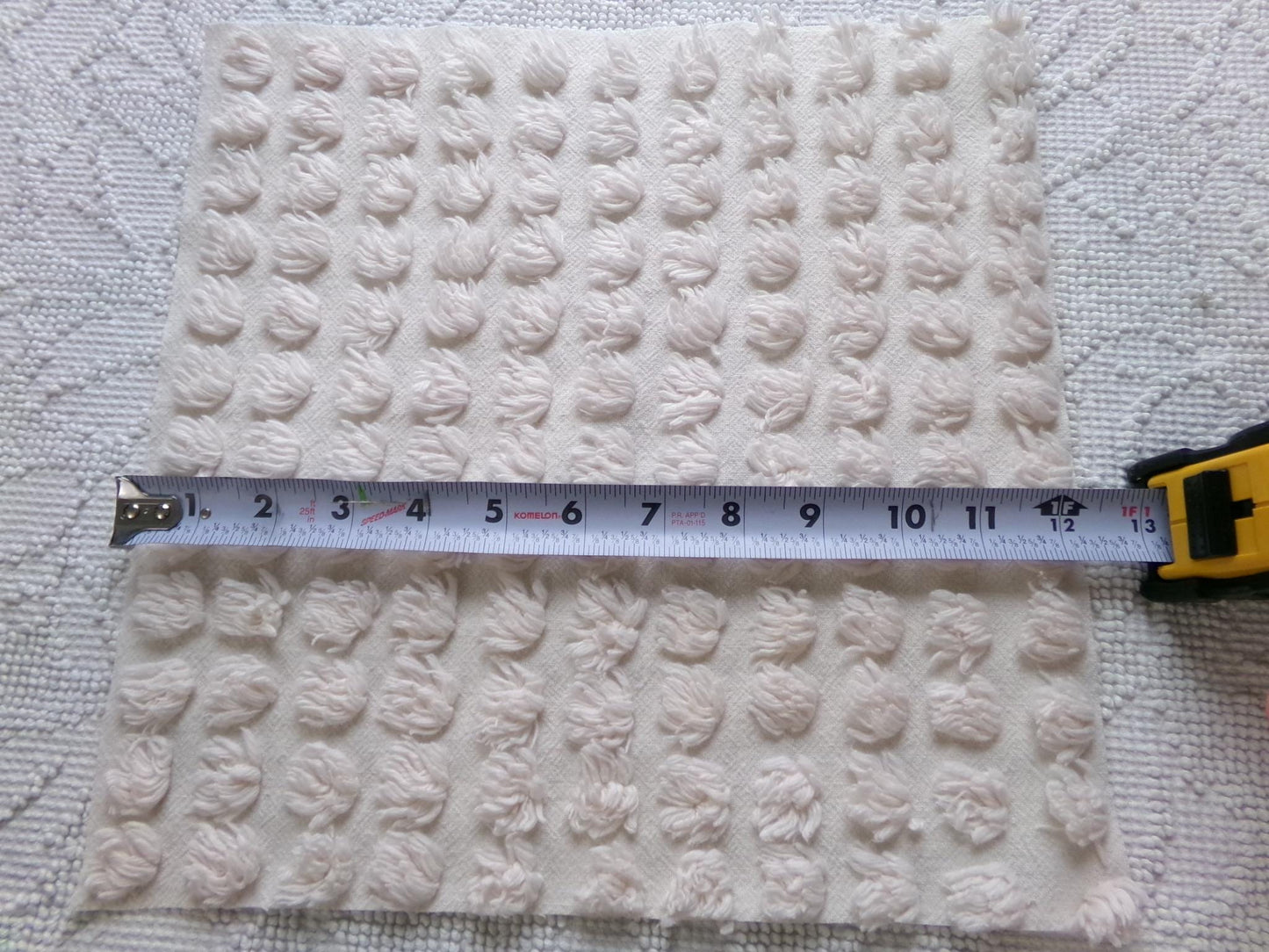 contemporary neutral chenille fabric squares, set of 4 texturized vintage large quilt blocks 12" inches ea, dots & daisies