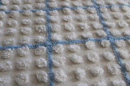 Puffy White Pops Vintage Chenille FABRIC, 12" x 18" inch Piece, 100% Cotton, 1950s era