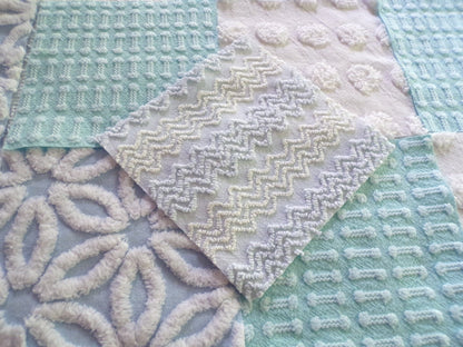 refreshing spa 6" chenille fabric squares, set of 16 aqua, white, blue quilt blocks for quilting, sewing & crafts