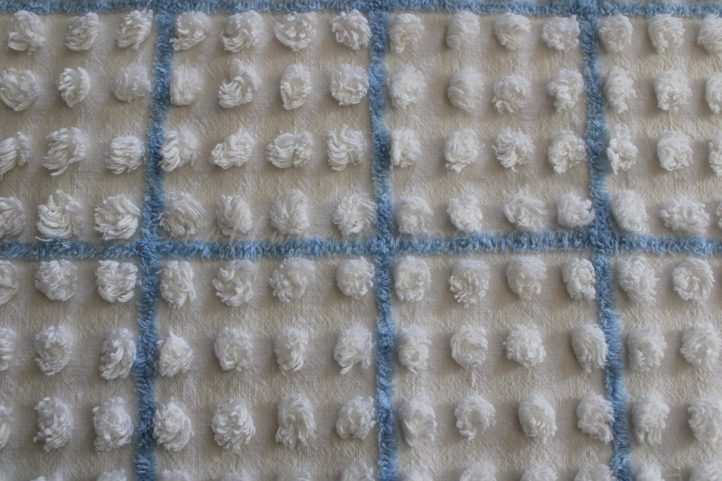 Puffy White Pops Vintage Chenille FABRIC, 12" x 18" inch Piece, 100% Cotton, 1950s era