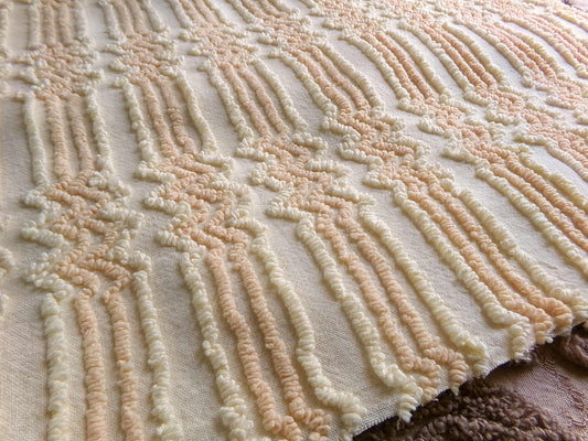 cosmic vintage chenille fabric in fantastic yellow lightning strike pattern, 19" x 30" cut fabric piece w/ needletuft zig zag zaps