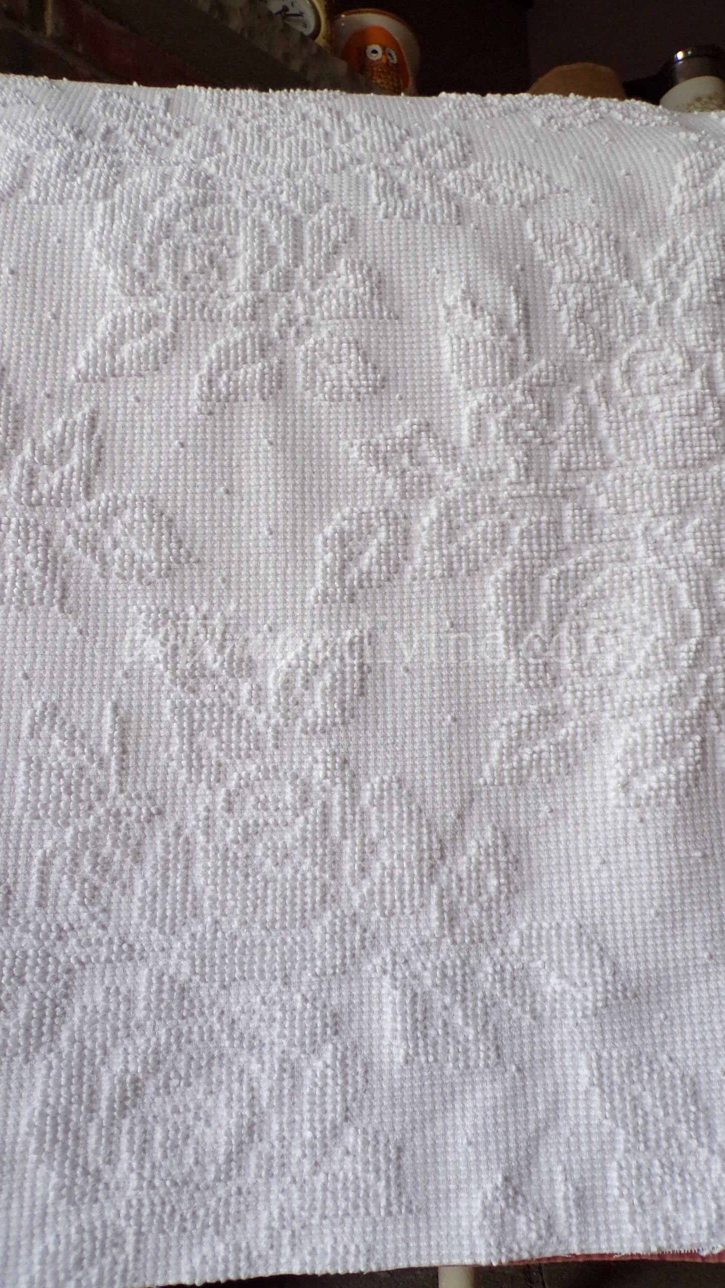 Cabbage Rose Dainty Dot Vintage White Chenille Fabric, 20" x 30" inch Piece, Versatile in Quilts, Pillows & Tote Bags
