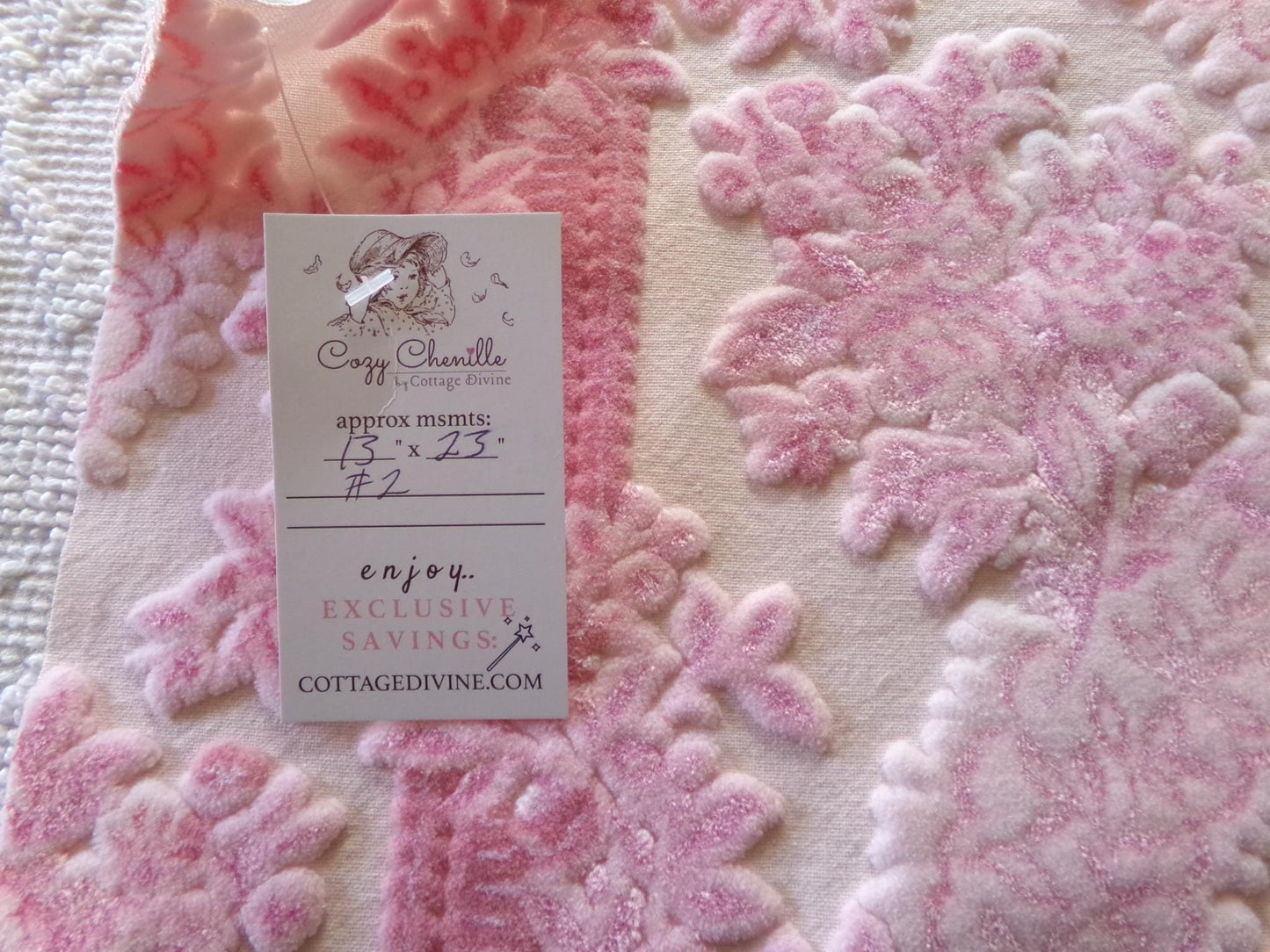 mystic pink cut velvet fabric, vintage Bates tapestry chenille material, a favorite in bags & totes, 13" x 23" inch piece