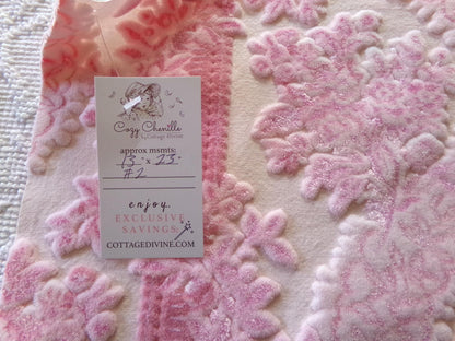 mystic pink cut velvet fabric, vintage Bates tapestry chenille material, a favorite in bags & totes, 13" x 23" inch piece