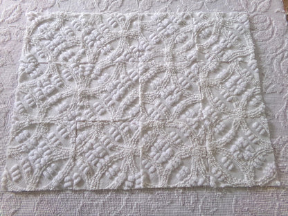 Heirloom Quality Quilt Square Set, Antique Cream, from Vintage Chenille Bedspread Fabric, 12 Blocks, 6" x 6" inch